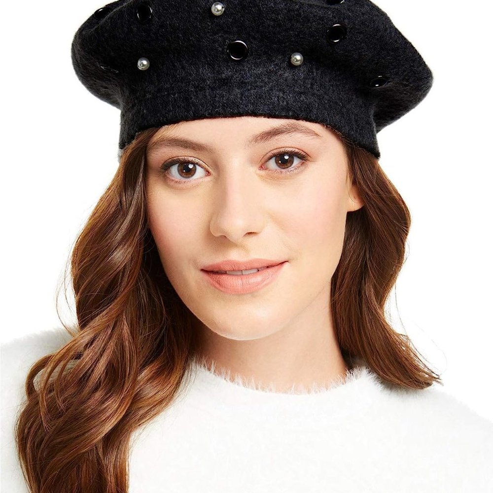 August Hat Company Grommet Pearl Melton Beret (Black)